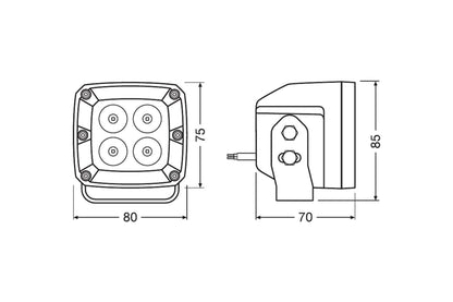 OSRAM OFF-ROAD CUBE VX80-SP К-кт LED квадратни халогени 7.5W 80x75x85mm 6000K, 1300LM, 12/24V, IP67, E-mark E4