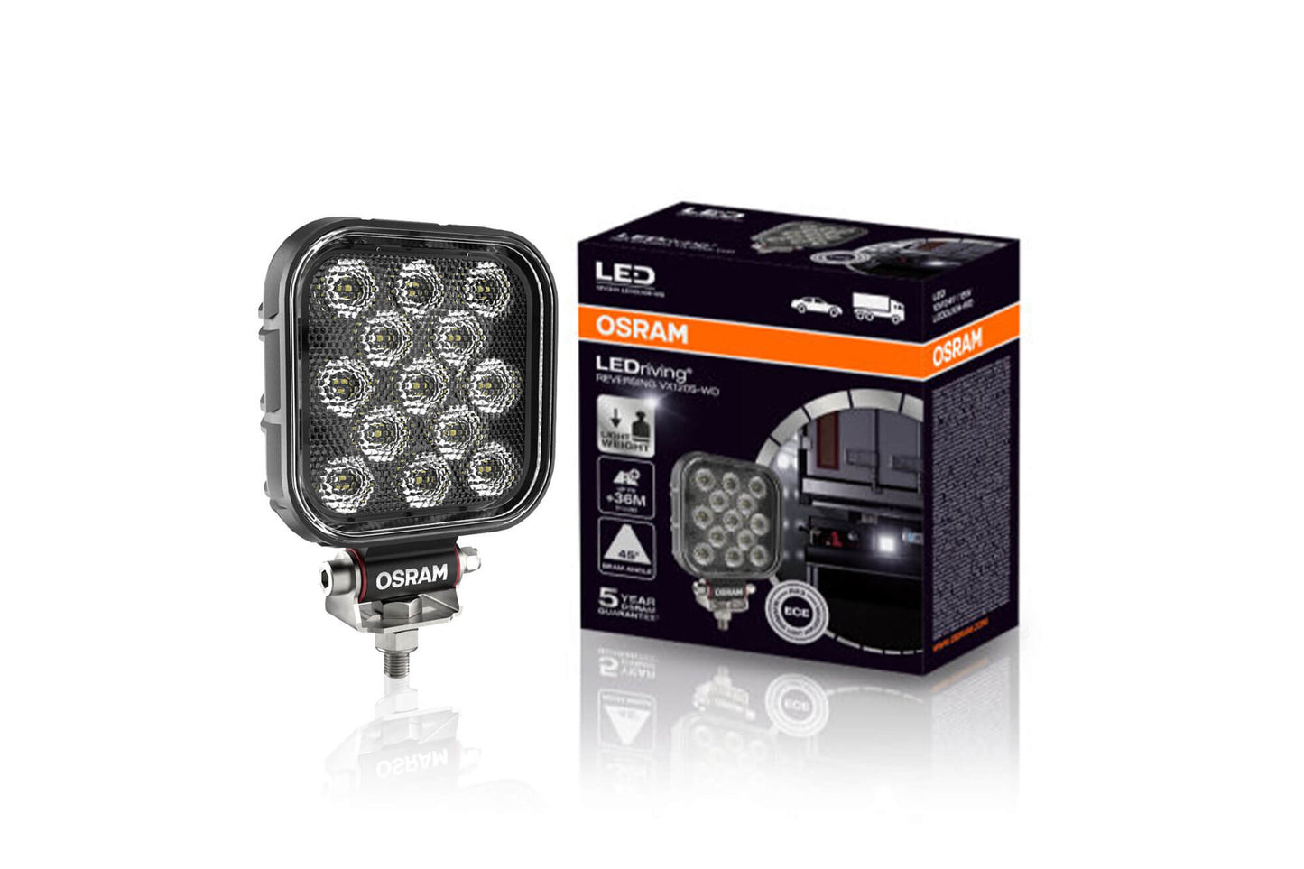 OSRAM ON-ROAD REVERSING VX120S-WD Квадратен LED халоген 113x56x126.6mm 2700K, 1100LM, 15W, 12/24V, IP69K, E-mark E9