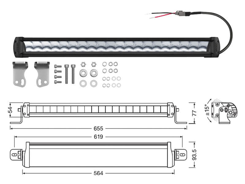 OSRAM LEDriving ON-ROAD LIGHTBAR FX500-SP LED BAR 35W 655 x 94 x 77mm 12/24V