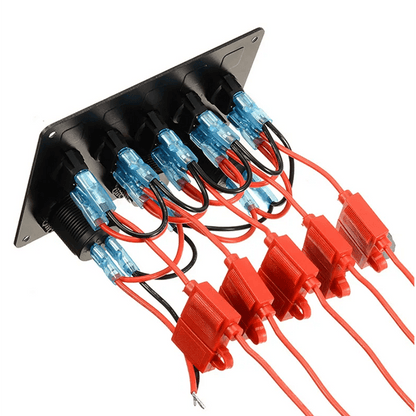 Панел с 5 бутона, 2x USB, 12V изход и волтметър - универсален