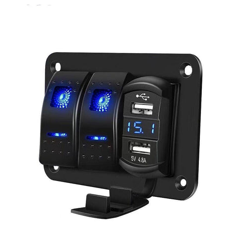 Панел за вграждане с 2 бутон ON/OFF + 2бр. USB за зареждане