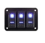 Панел/табло с 3 бутона ON/OFF - универсални, за LED светлини, бар, фарове, лебедки и допълнително оборудване за вграждане 12V - 24V