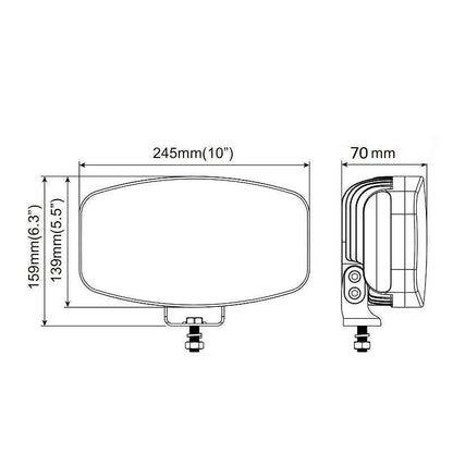 Правоъгълен мощен LED фар с 3 режима - основна, габаритна бяла и габаритна оранжева светлина