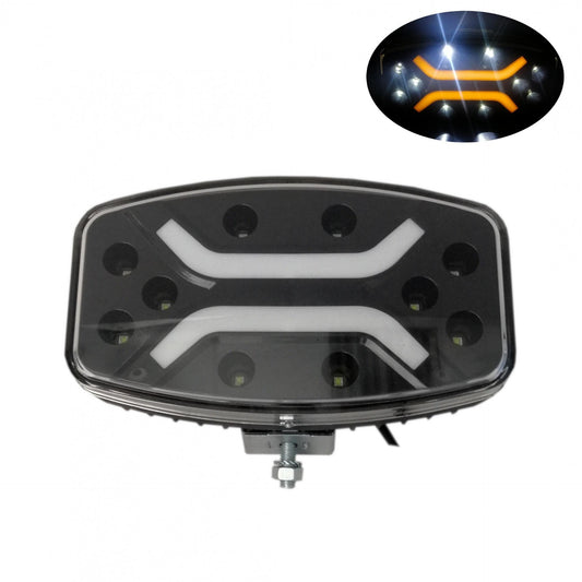 Правоъгълен мощен LED фар с 3 режима - основна, габаритна бяла и габаритна оранжева светлина