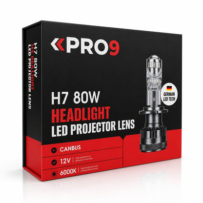 LED крушки PRO9 H7 с лупи 80W 6000K 10000lm 12-24V