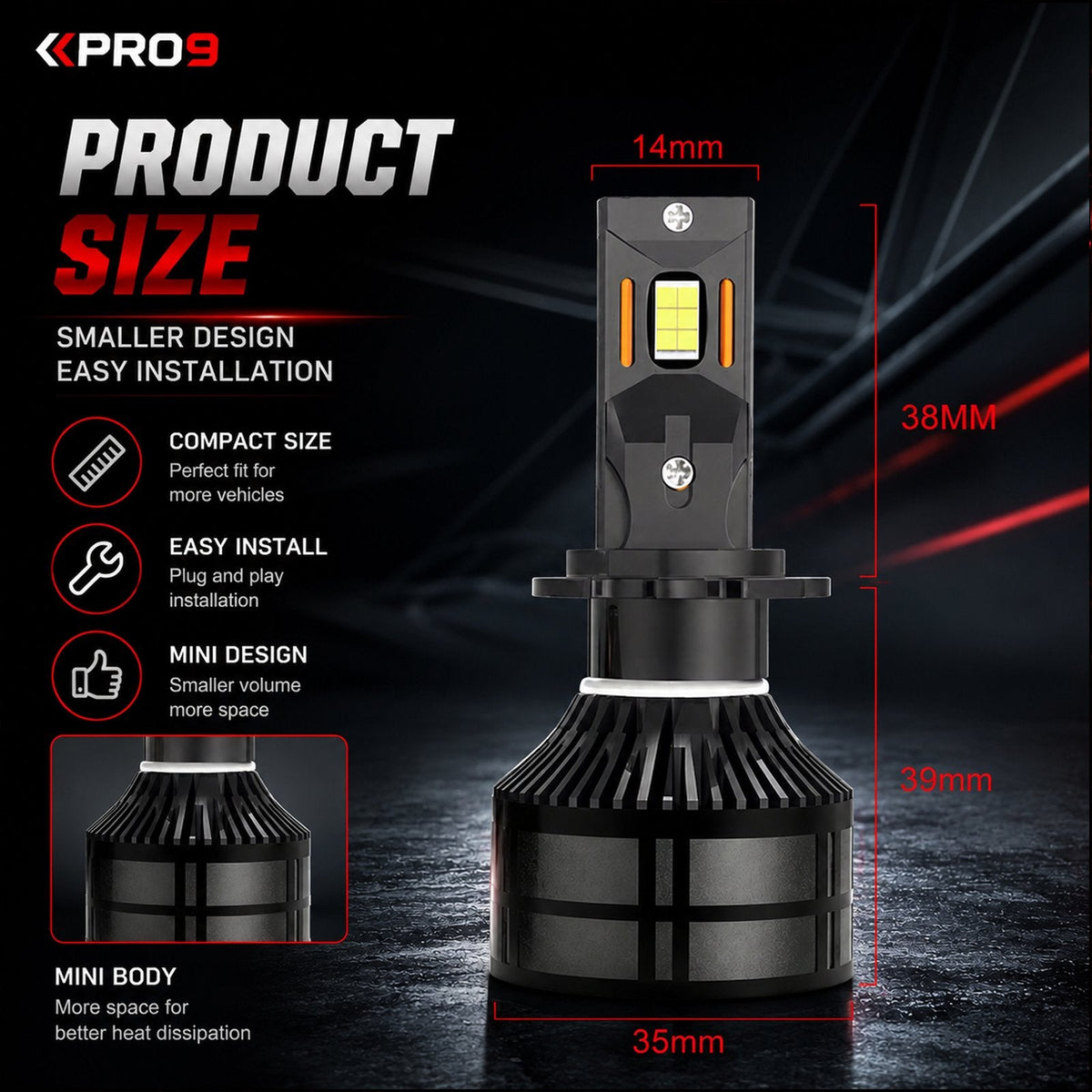 LED крушки PRO9 H7 60W 6000K 14000lm 12-24V