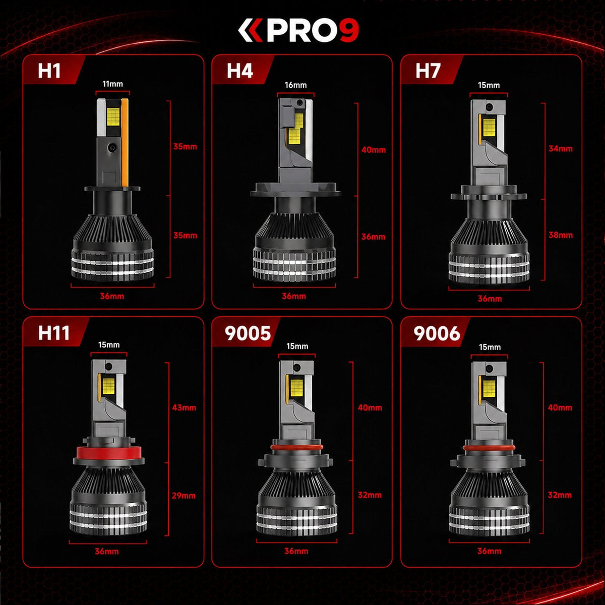 LED крушки PRO9 H7 130W 6000K 18000lm 12-24V