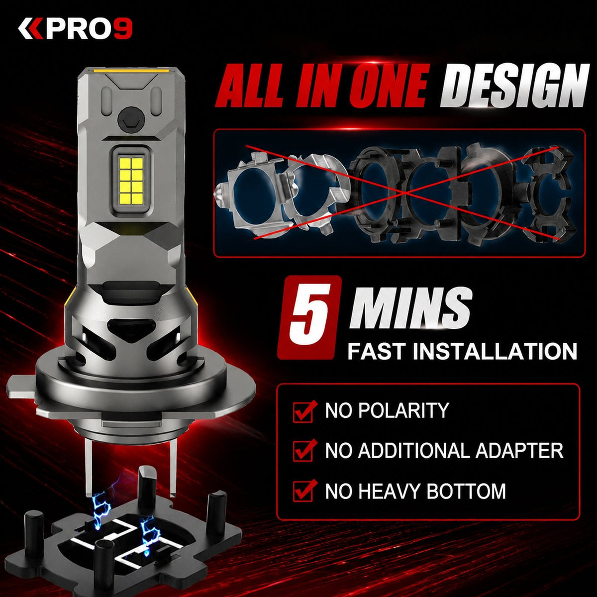 LED крушки PRO9 H4 30W 6000K mini 12V