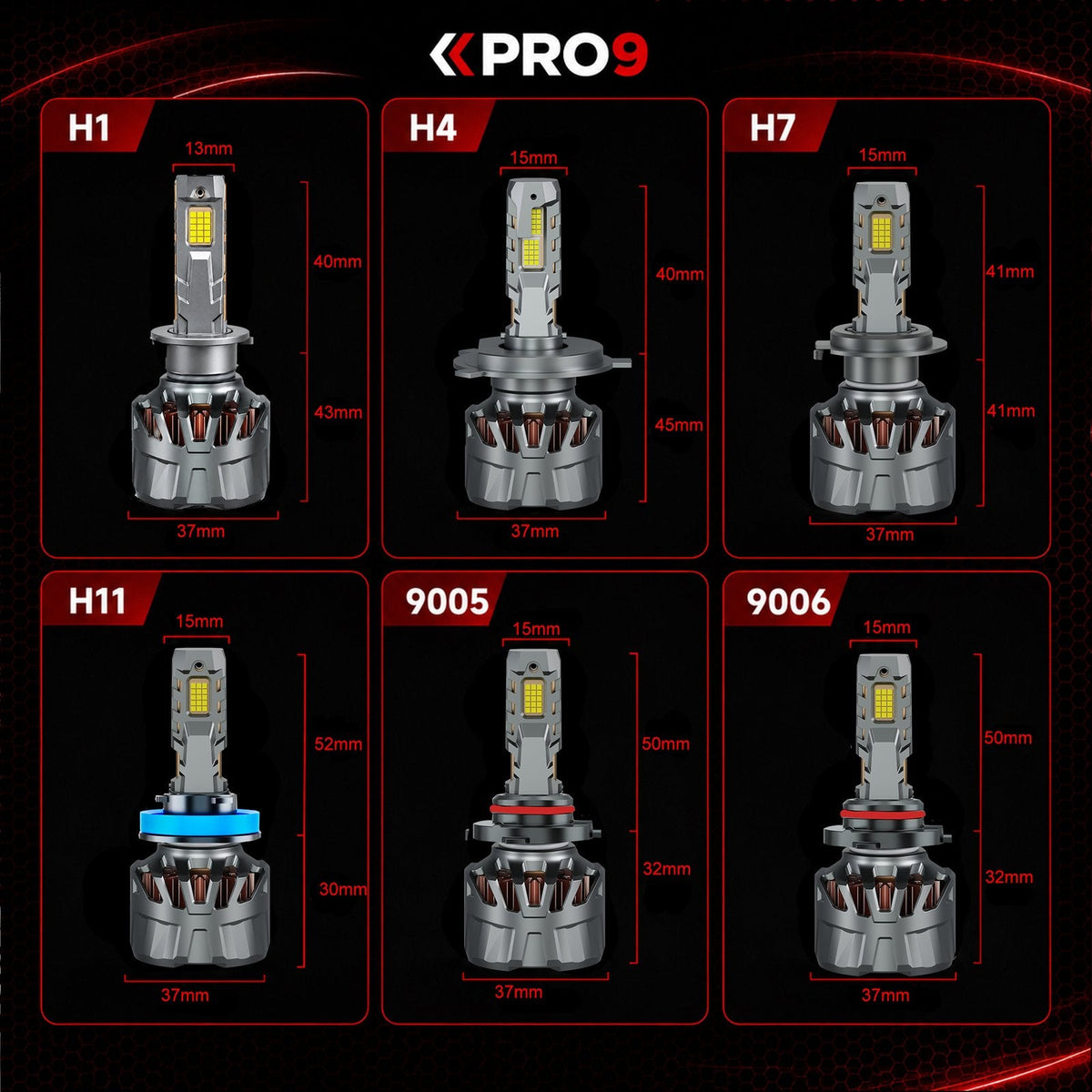 LED крушки PRO9 H11 100W 6000K 16000lm 12-24V