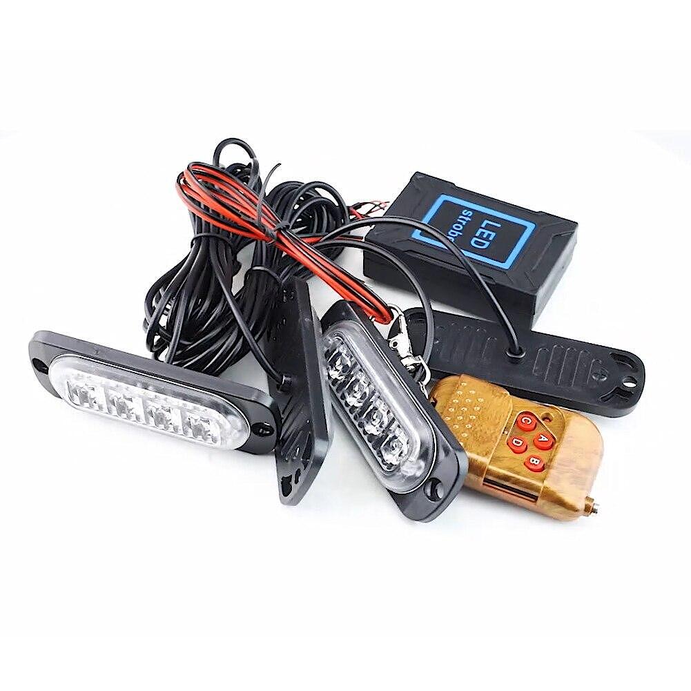 Сет 4бр Аварийни Светлини с Дистанционно Управление и 12 Режима, Сигнални Лампи, Блиц Светлина