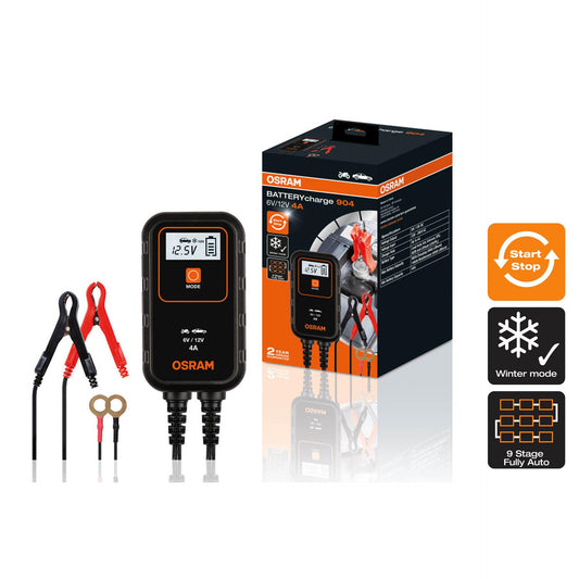 Smart зарядно Osram модел 904, 6/12V, 2/4A за акумулатори до 90Ah