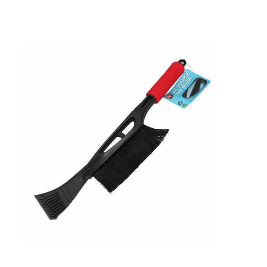 Стъргалка за лед с четка за сняг - червена