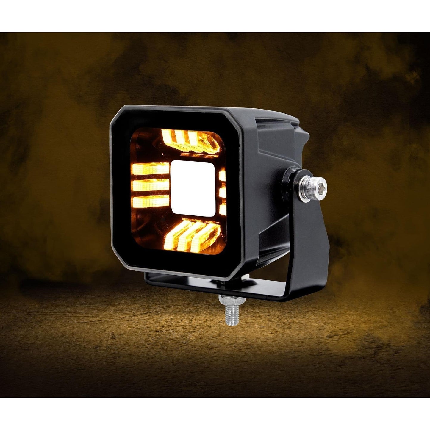 Универсален LED халоген/фар 7.3см с бяла основна светлина + габаритна в червен и оранжев цвят 12V/24V E-mark