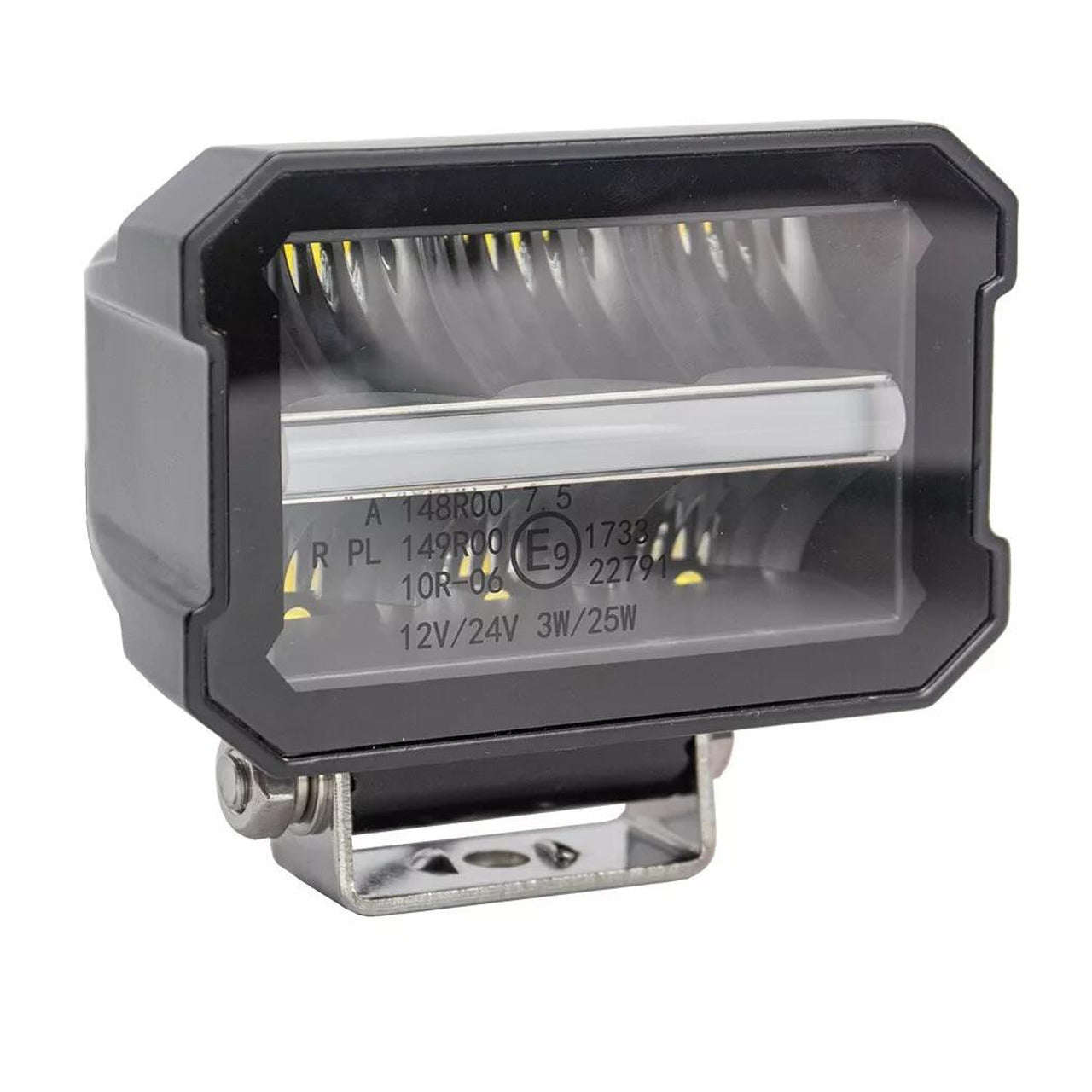 Универсален LED халоген/фар 11см с бяла основна светлина + дневна бял и оранжев цвят 12V/24V E-mark