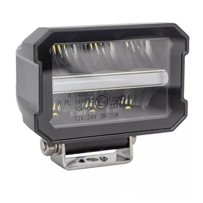 Универсален LED халоген/фар 11см с бяла основна светлина + дневна бял и оранжев цвят 12V/24V E-mark