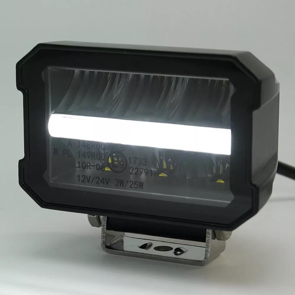 Универсален LED халоген/фар 11см с бяла основна светлина + дневна бял и оранжев цвят 12V/24V E-mark