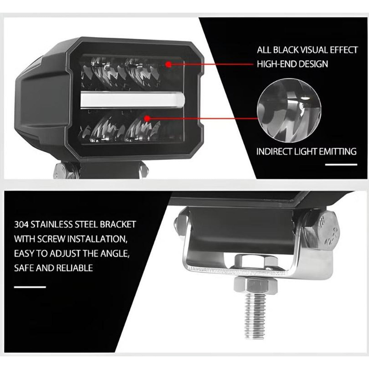 Универсален LED халоген/фар 11см с бяла основна светлина + дневна бял и оранжев цвят 12V/24V E-mark