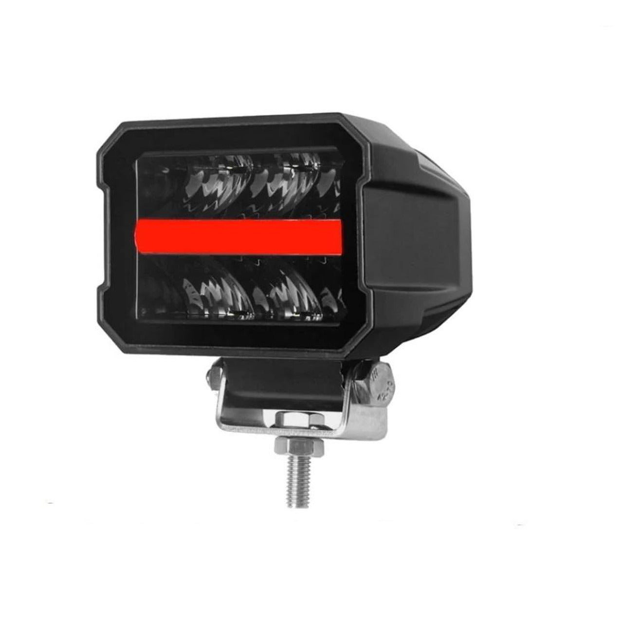 Универсален LED халоген/фар 11см с бяла основна светлина + габаритна в червен и оранжев цвят 12V/24V E-mark