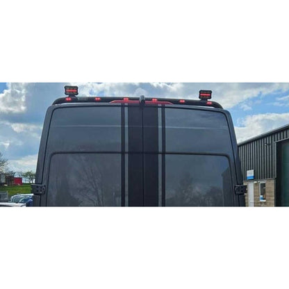 Универсален LED халоген/фар 11см с бяла основна светлина + габаритна в червен и оранжев цвят 12V/24V E-mark