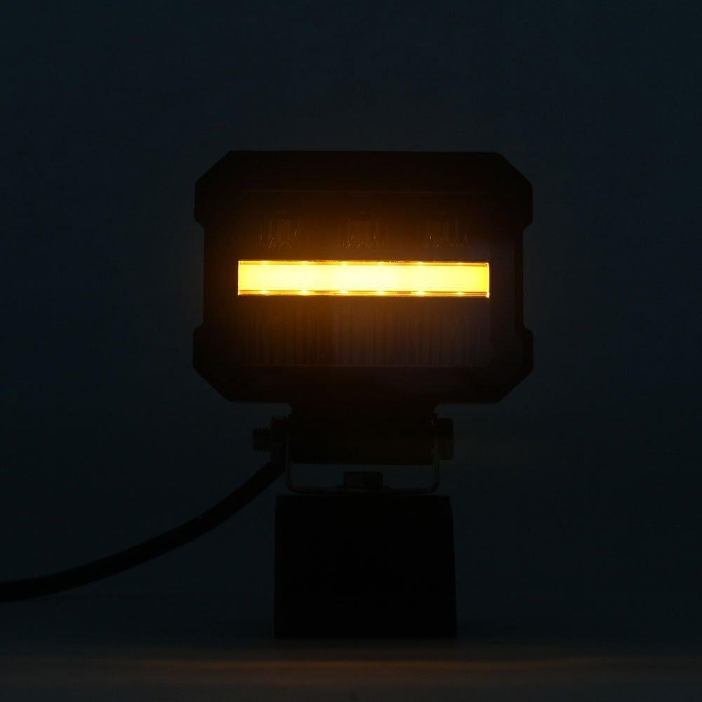 Универсален LED халоген/фар 11см с бяла основна светлина + габаритна в червен и оранжев цвят 12V/24V E-mark