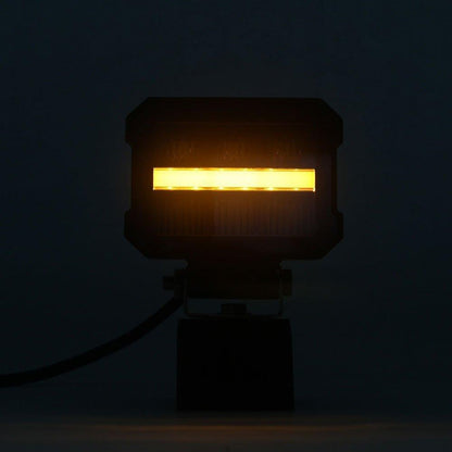 Универсален LED халоген/фар 11см с бяла основна светлина + габаритна в червен и оранжев цвят 12V/24V E-mark