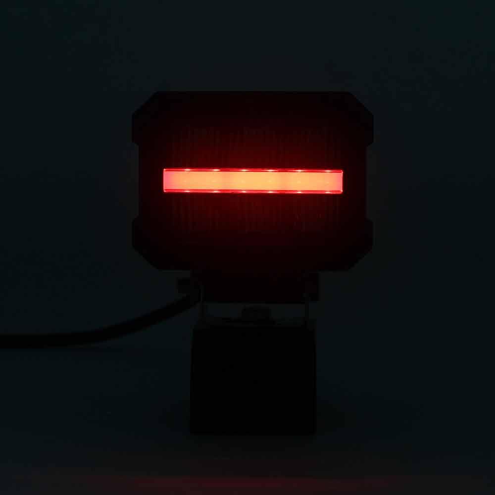 Универсален LED халоген/фар 11см с бяла основна светлина + габаритна в червен и оранжев цвят 12V/24V E-mark