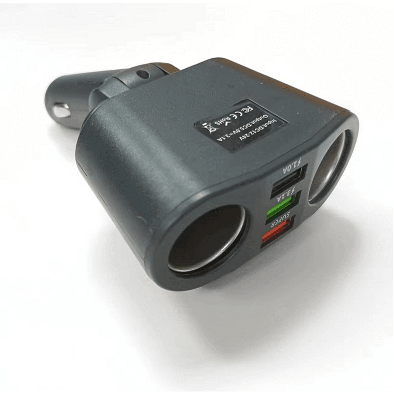 Универсален разклонител за запалка с 2 гнезда 12V - 24V