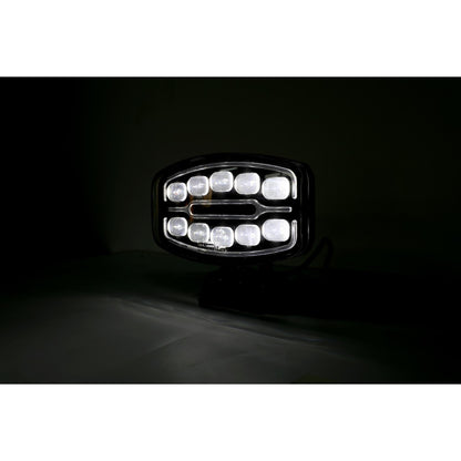 1бр LED фар 55W 12V - 24V с DRL светлина бяло-жълто 245x159x90mm