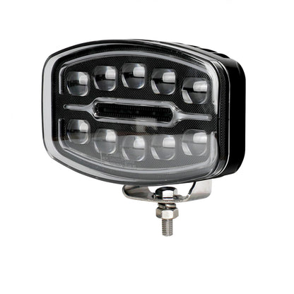 1бр LED фар 55W 12V - 24V с DRL светлина бяло-жълто 245x159x90mm