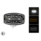 1бр LED фар 55W 12V - 24V с DRL светлина бяло-жълто 245x159x90mm