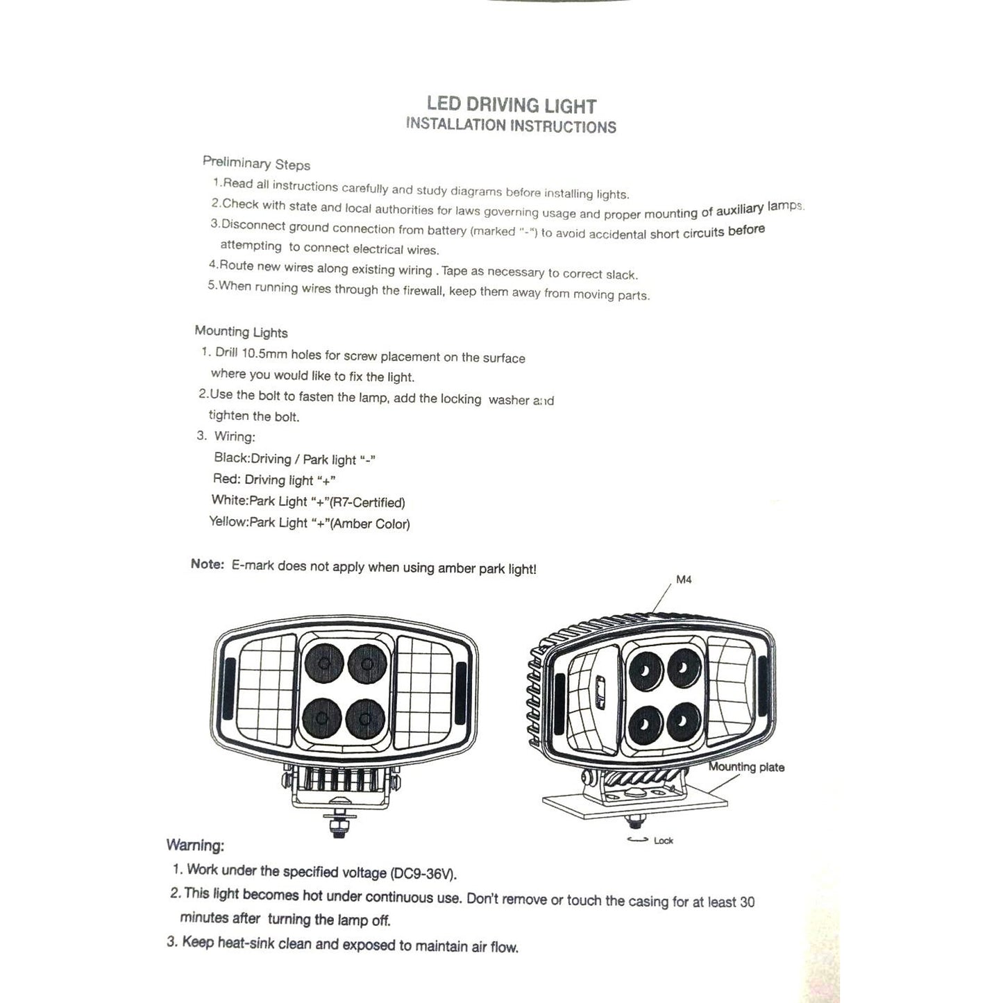 Универсален LED фар 90W 12V /24V с DRL/parking светлина бяло-жълто