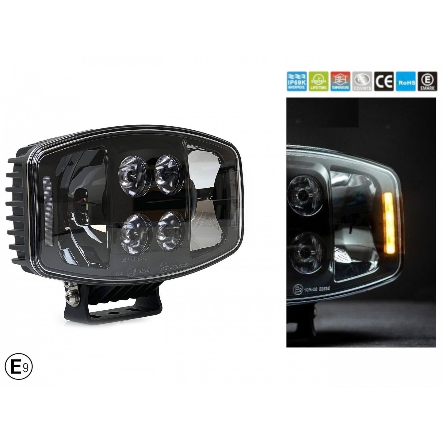 Универсален LED фар 90W 12V /24V с DRL/parking светлина бяло-жълто