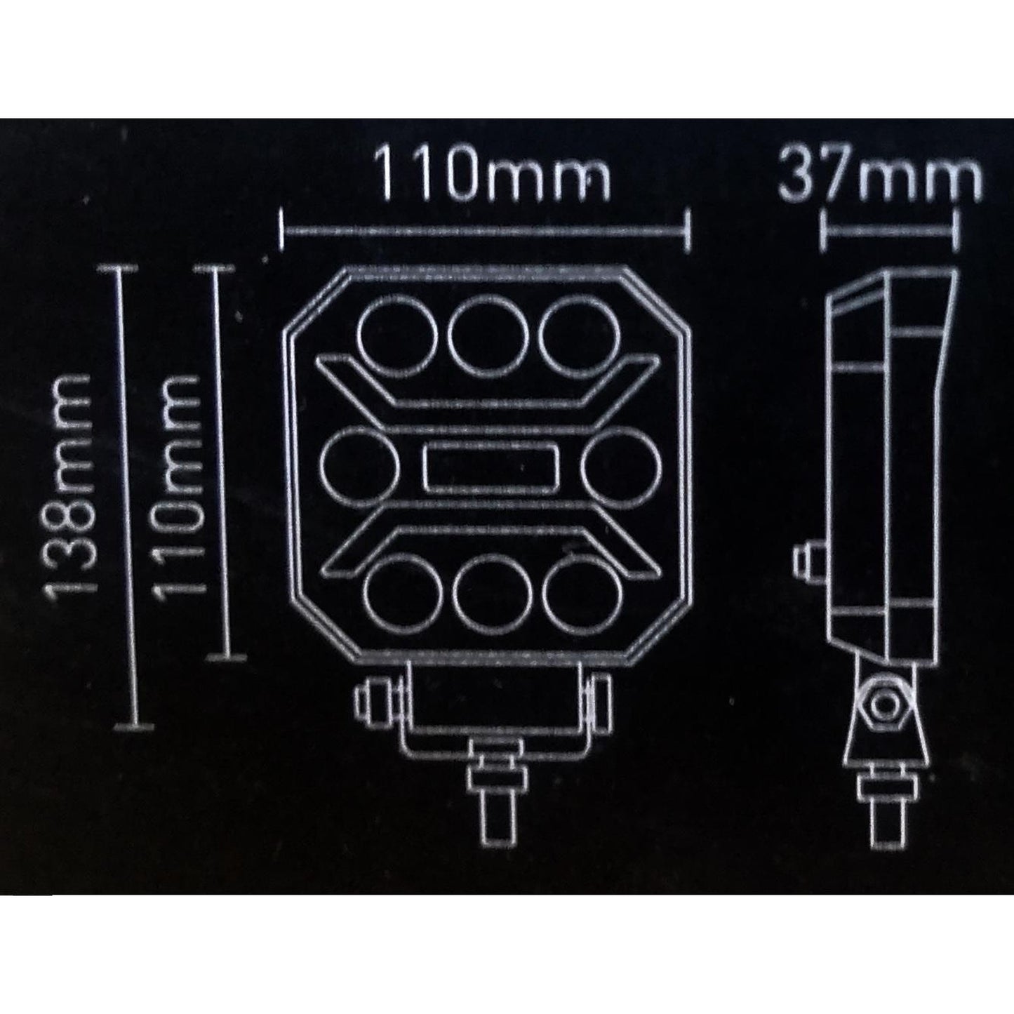 Универсална LED работна светлина 27W, 12-24V, бяла и оранжева светлина, E-mark E9