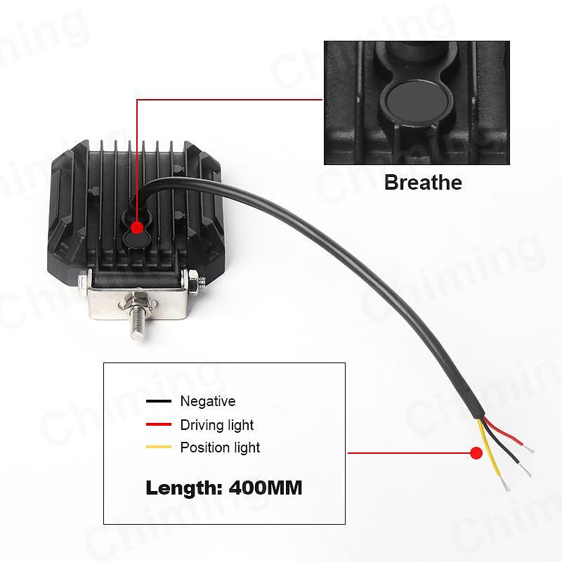 1бр Универсален LED халоген с бяла светлина + червен габарит 15W 1500LM 12V/24V E-mark
