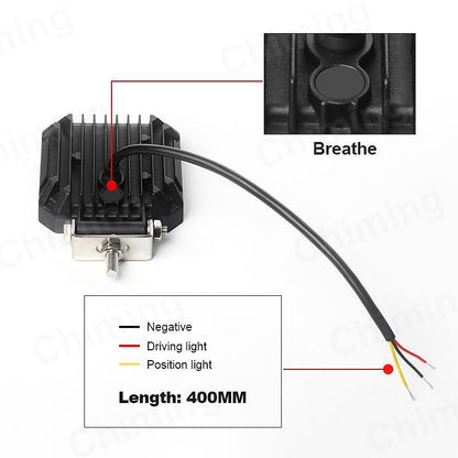 1бр Универсален LED халоген с бяла светлина + червен габарит 15W 1500LM 12V/24V E-mark