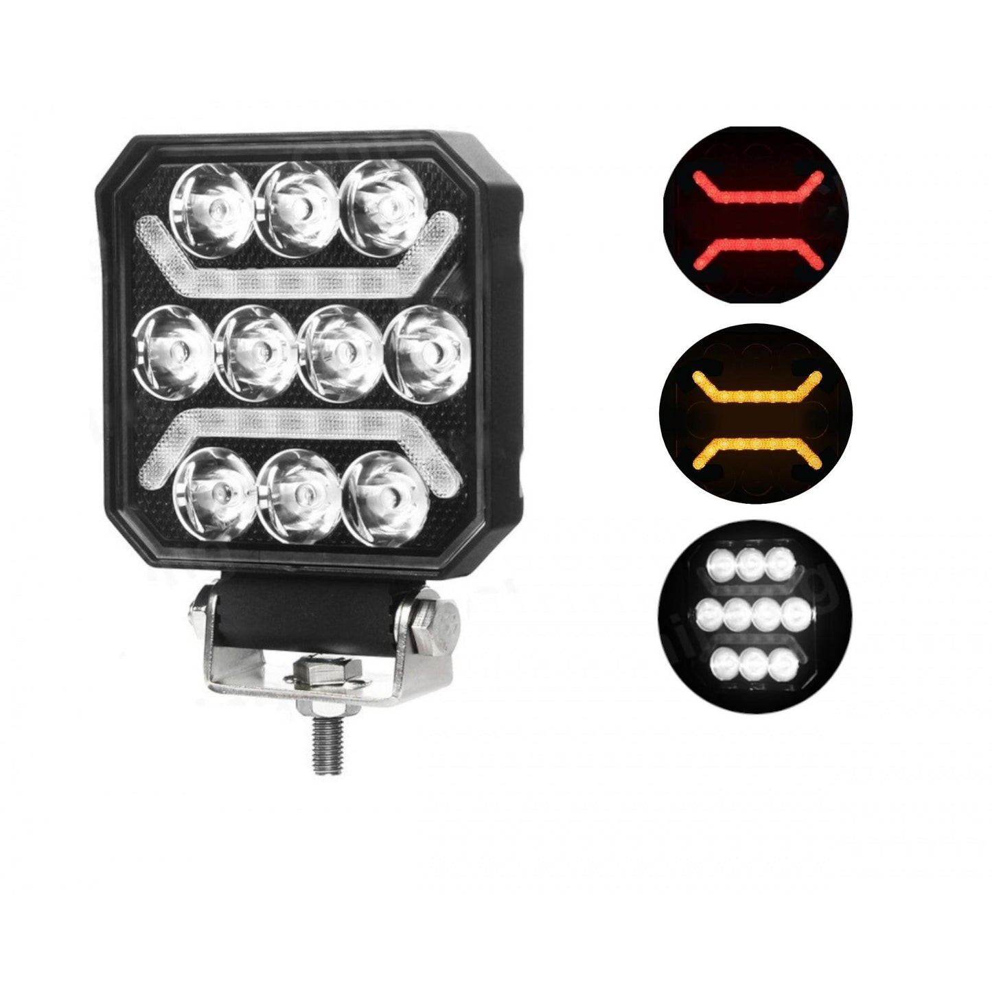1бр Универсален LED халоген с бяла светлина + червен и оранжев габарит 15W 1500LM 12V - 24V E-mark