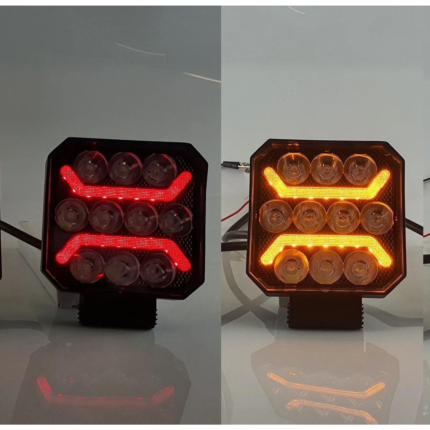 1бр Универсален LED халоген с бяла светлина + червен и оранжев габарит 15W 1500LM 12V - 24V E-mark
