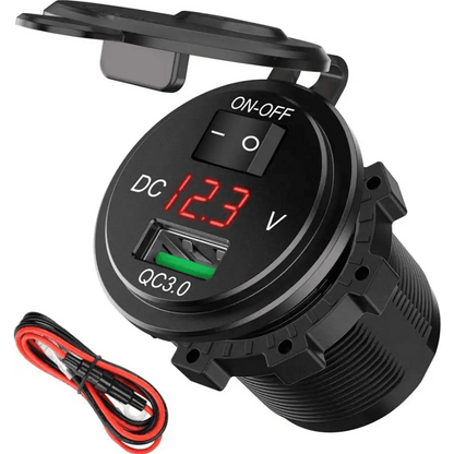 Универсално QC USB 3.0 бързо зарядно за вграждане с VOLT -метър