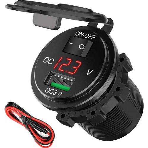 Универсално QC USB 3.0 бързо зарядно за вграждане с VOLT -метър