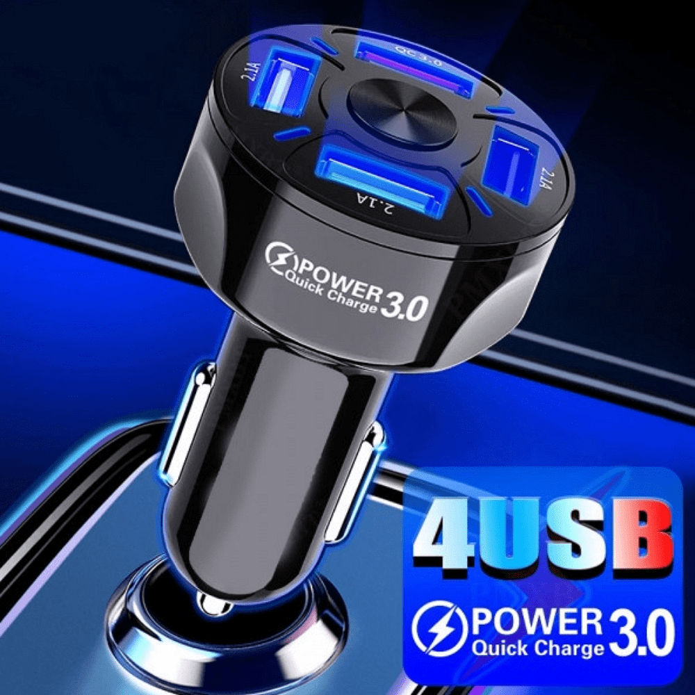Универсално USB зарядно с 4 порта 12V-24V Quick Charge 3