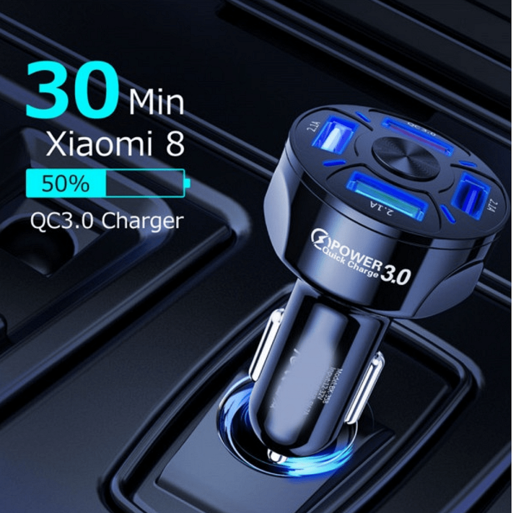 Универсално USB зарядно с 4 порта 12V-24V Quick Charge 3