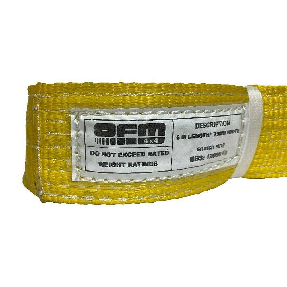 Въже за теглене 12T, 7.5см x 6м, жълто