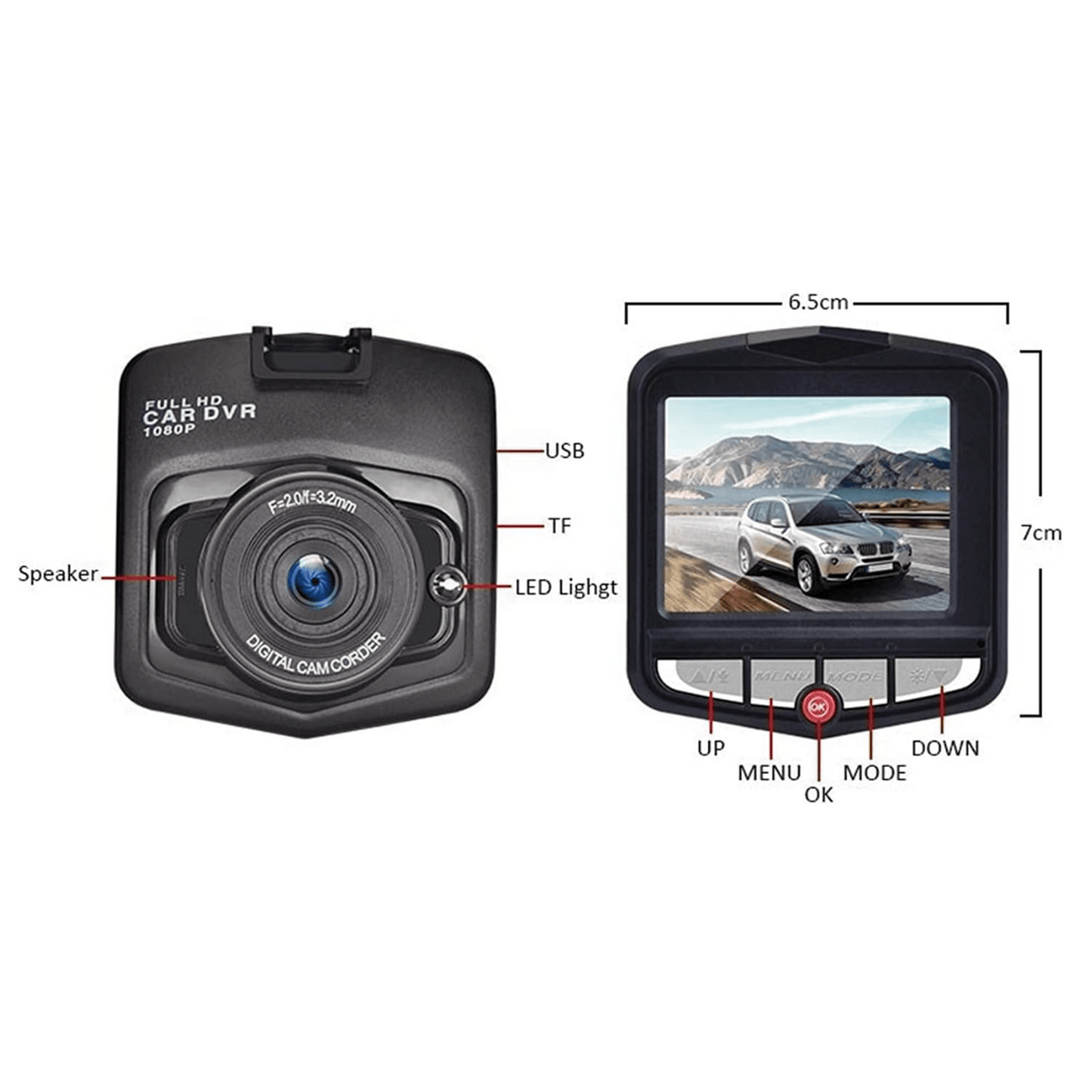 Видеорегистратор за автомобил FULL HD 1080p + подарък 32GB карта с памет