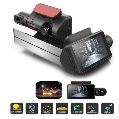 Видеорегистратор за автомобил FULL HD 1080P, 2 камери и дисплей + подарък 32 GB Micro SD