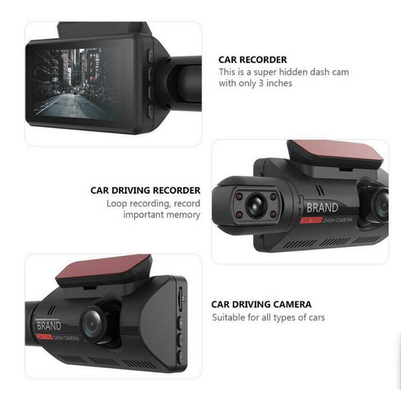 Видеорегистратор за автомобил FULL HD 1080P, 2 камери и дисплей + подарък 32 GB Micro SD