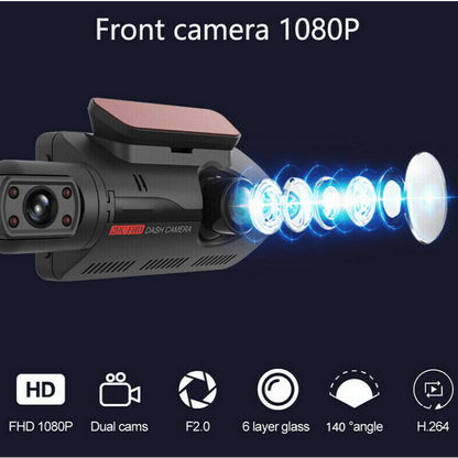 Видеорегистратор за автомобил FULL HD 1080P, 2 камери и дисплей + подарък 32 GB Micro SD