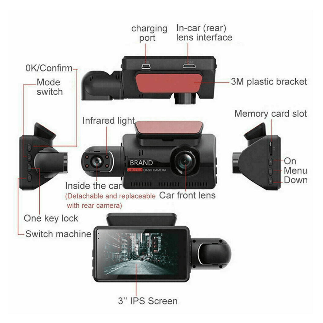 Видеорегистратор за автомобил FULL HD 1080P, 2 камери и дисплей + подарък 32 GB Micro SD