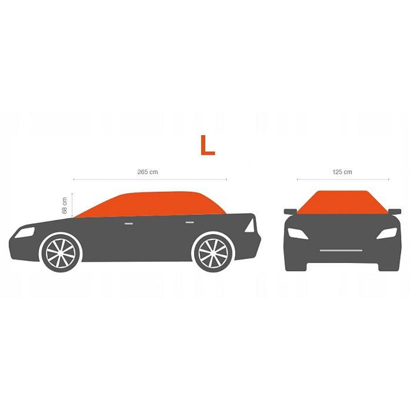 Водоустойчиво покривало полукалъф за автомобил размер L 265 cm x 125 cm сив CarPassion