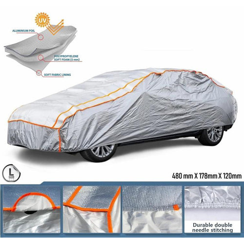 Водоустойчиво покривало против градушка с алуминиево покритие за автомобил размер L - 480cm x 178cm x 120cm