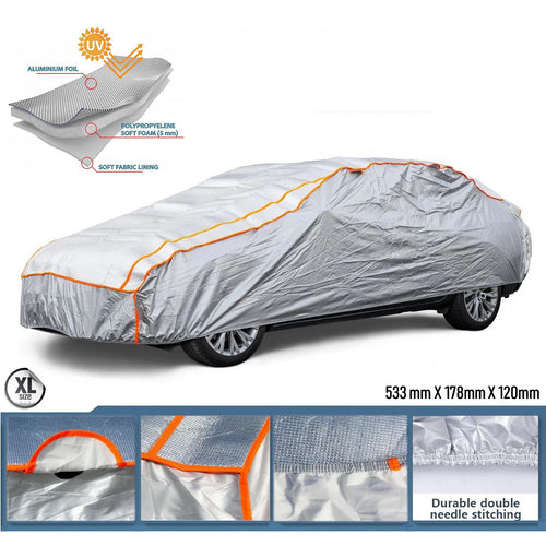 Водоустойчиво покривало против градушка с алуминиево покритие за автомобил размер XXL - 533cm x 178cm x 120cm